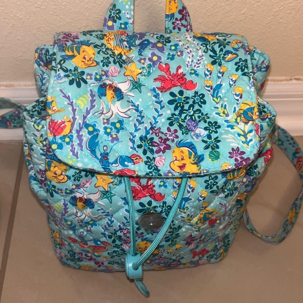 Vera Bradley Disney Little Mermaid Backpack Life is the Bubbles Floral ￼Ditsy
